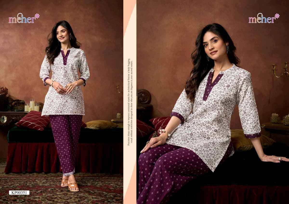 PANKH By Meher 347 To 352 Series Designer Collection Ruby Slub Co-ord Set At Wholesale Price